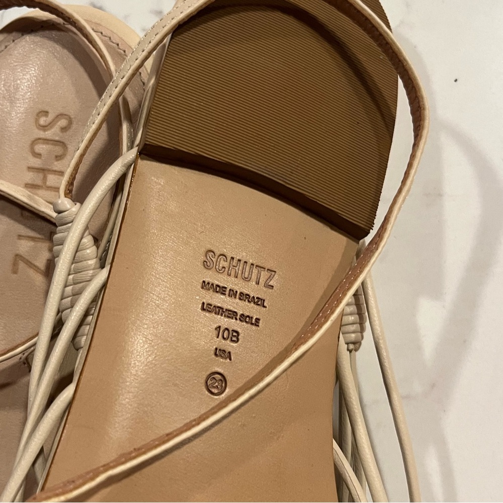 New Bone Leather Schutz Tinah woven flat sandals Size 10 - Picture 5 of 6